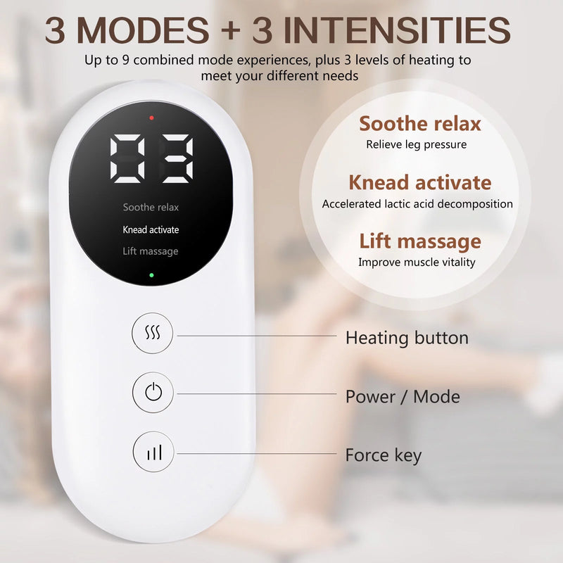Leg Massager, Calf Air Compression Massager with Heat, Cordless Leg Massager for Circulation and Pain Relief, Calf Massager with 3 Intensities