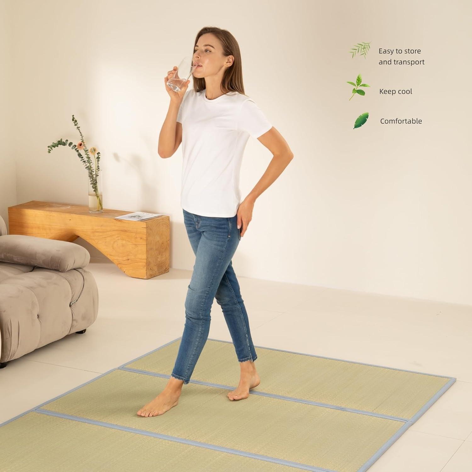Tatami Mat Japanese Foldable Mattress Full Size Japanese Floor Bed Mattress Rush Grass (Full)