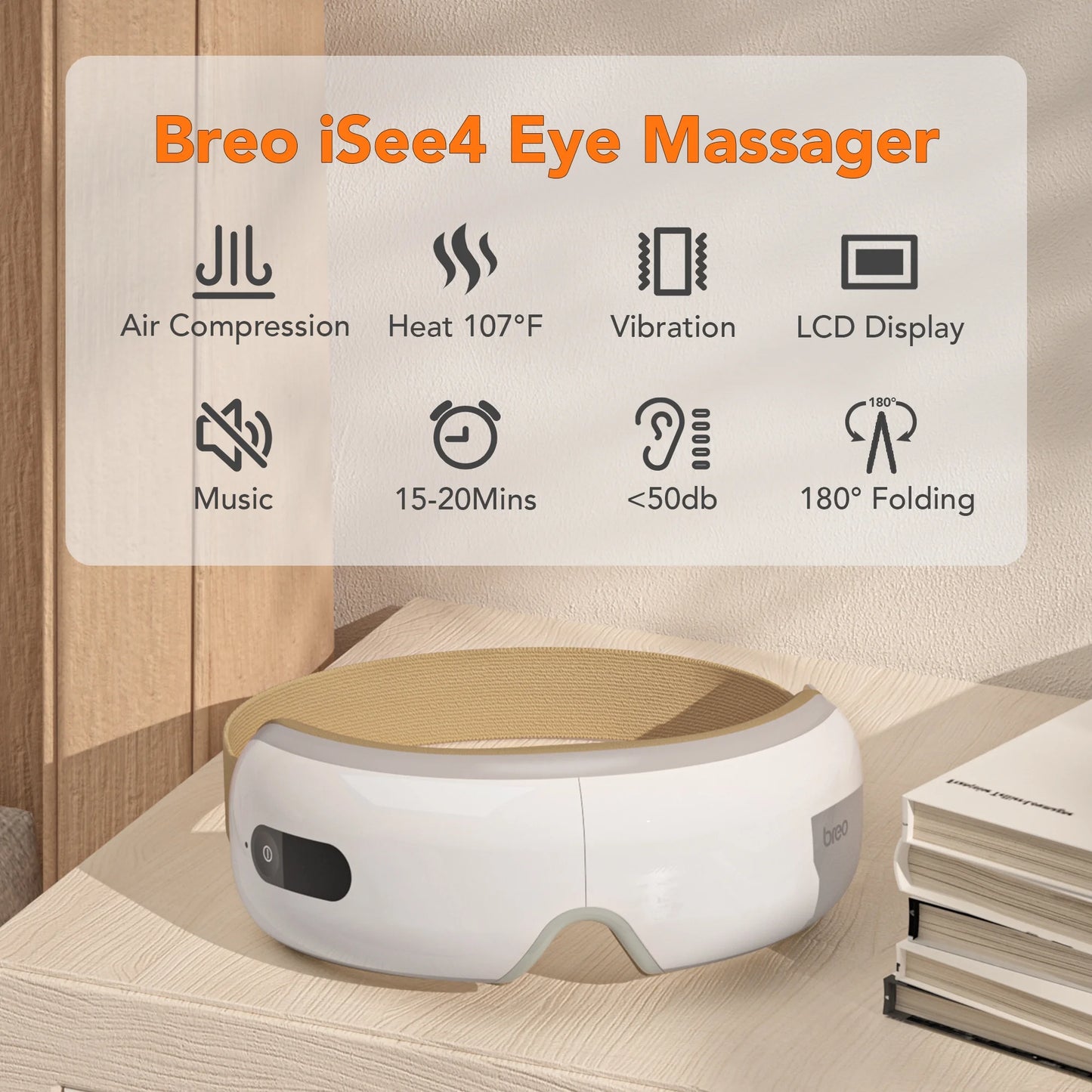 Isee4 Eye Massager with Heat Air Pressure, No Music Silence Massage for Dry Eye, Eye Strain, Eye Fatigue Relief & Better Sleep