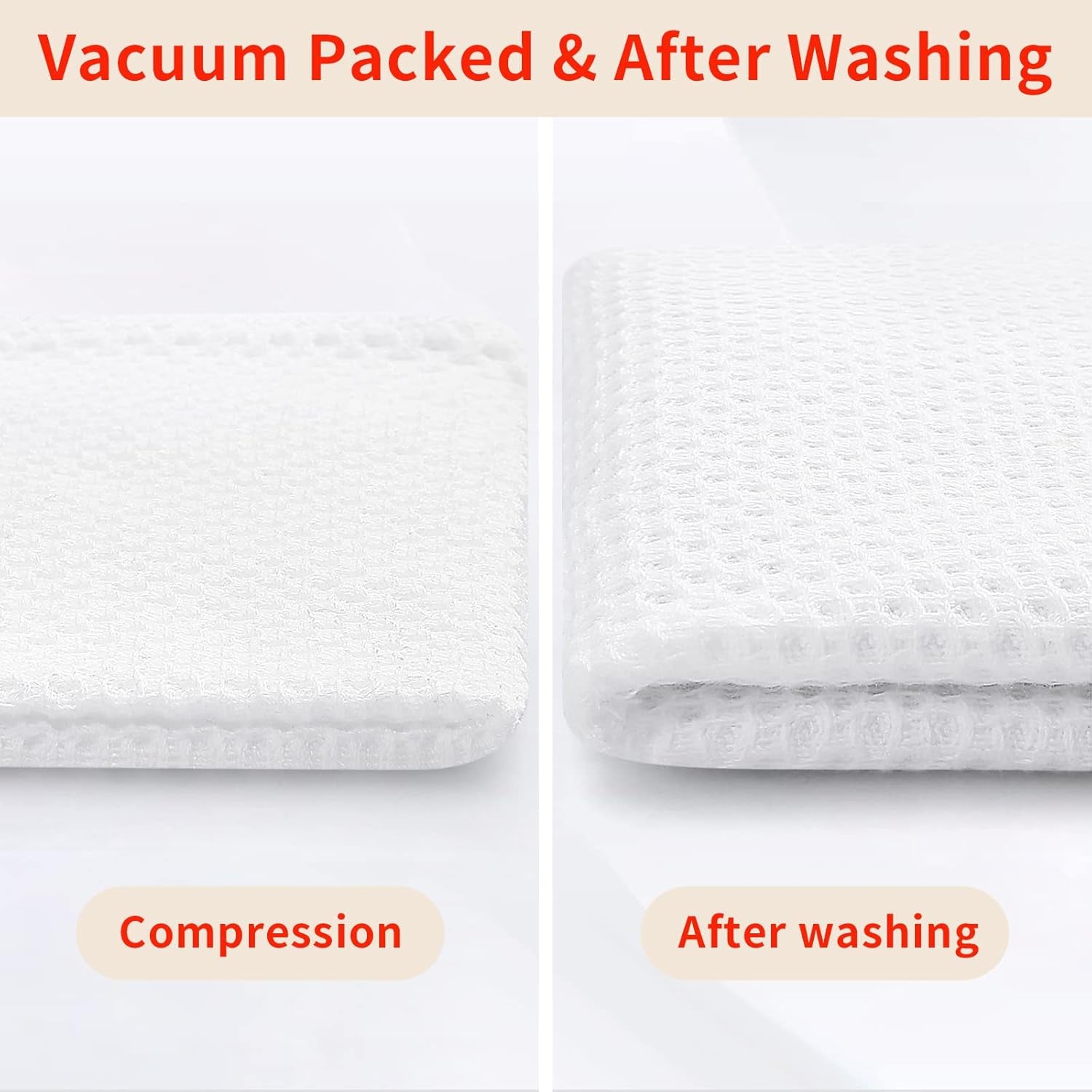 100% Cotton Waffle Weave Kitchen Dish Cloths, Ultra Soft Absorbent Quick Drying Dish Towels, 12 X 12 Inches, 6-Pack, White