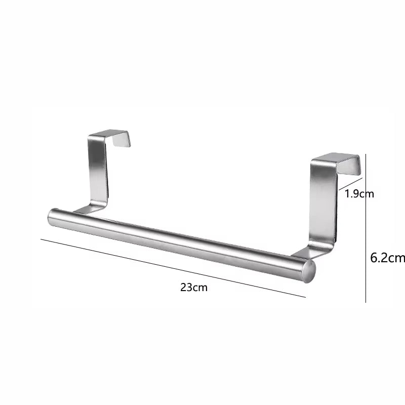 Kitchen Cabinet Door Towel Bar Stainless Steel Door Back Towel Hanging Holder Bathroom Punch-Free Towels Hooks Home Organizer