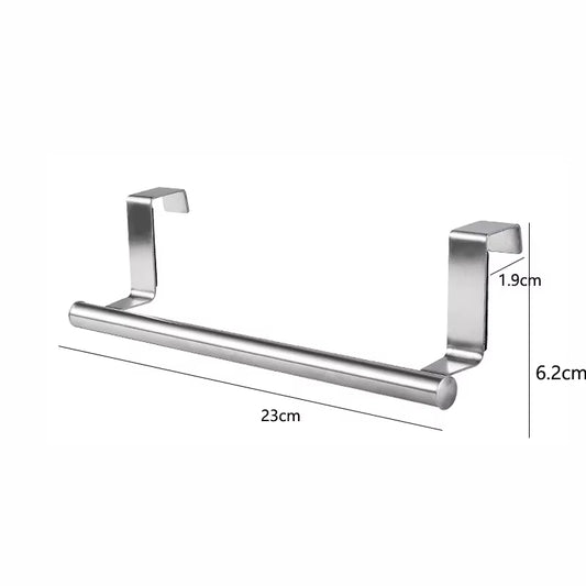 Kitchen Cabinet Door Towel Bar Stainless Steel Door Back Towel Hanging Holder Bathroom Punch-Free Towels Hooks Home Organizer