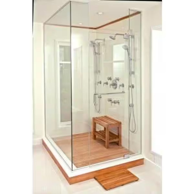 24 In. W Bathroom Shower Mat in Natural Teak