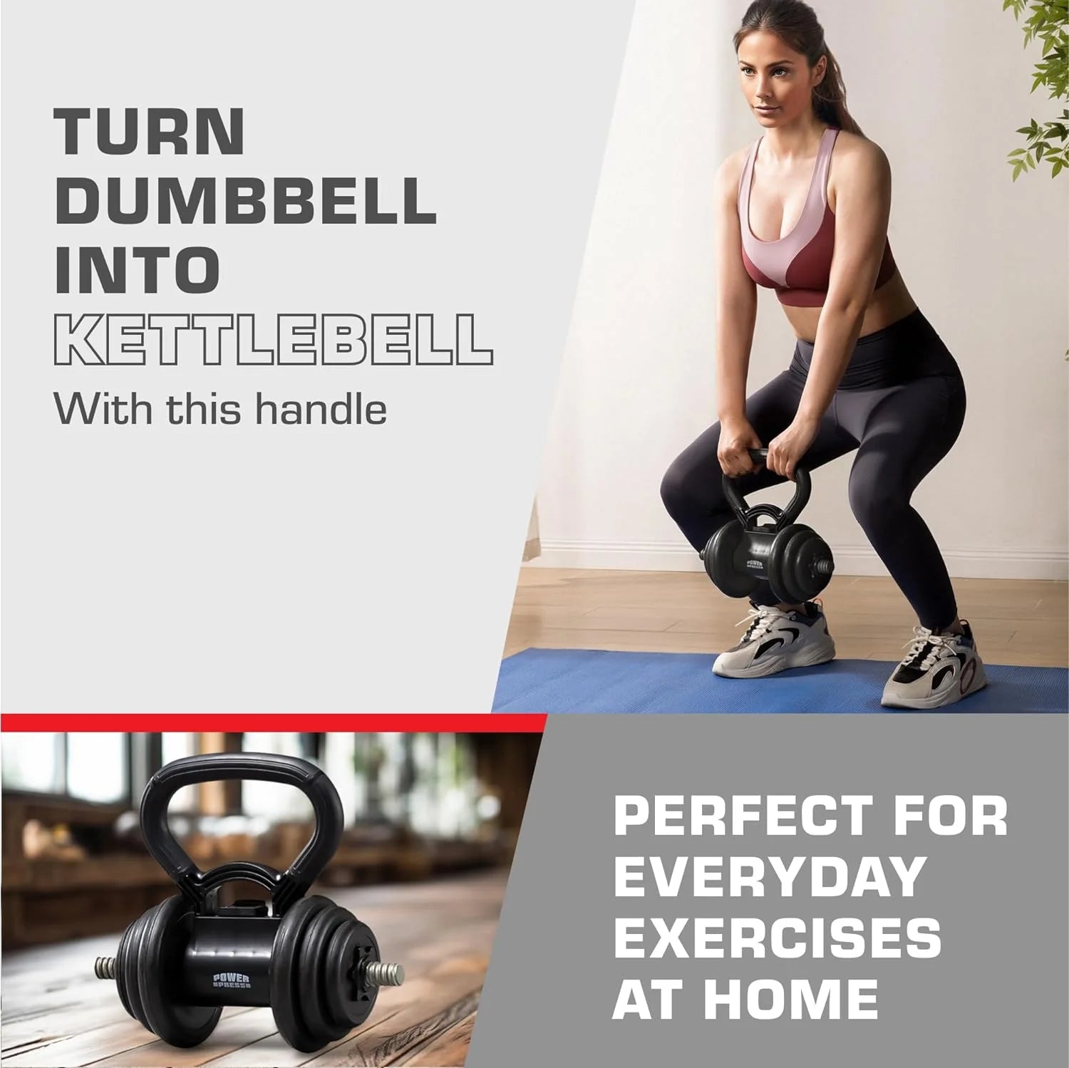 Powerpress Kettlebell Handle - Black Grip Attachment - Home Workout Accessory