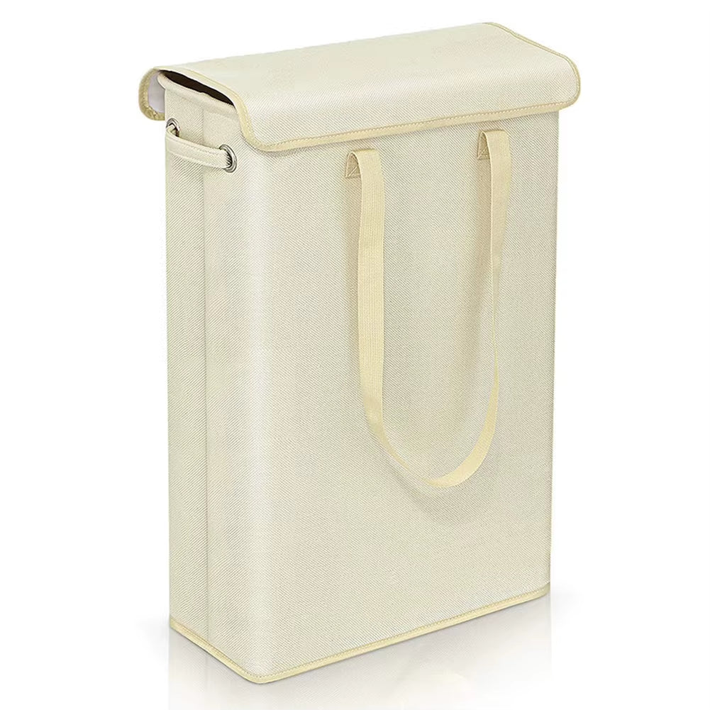 Thin Laundry Basket with Handle & Lid Slim Laundry Basket Multi-Function Narrow Laundry Hamper for Toys Clothing Organization