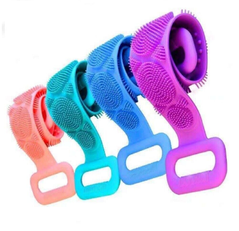 Silicone Bath Body Scrub Brush - Exfoliating Bath Belt, Cleaning Back Towel