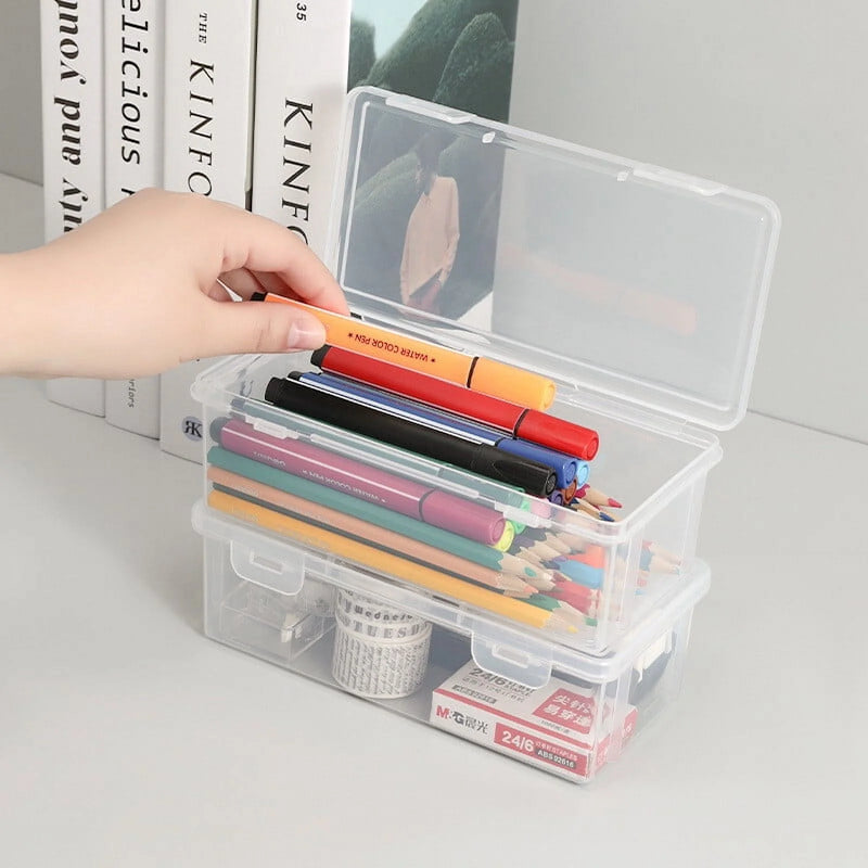 Plastic Pencil Box Extra Large Capacity, Clear