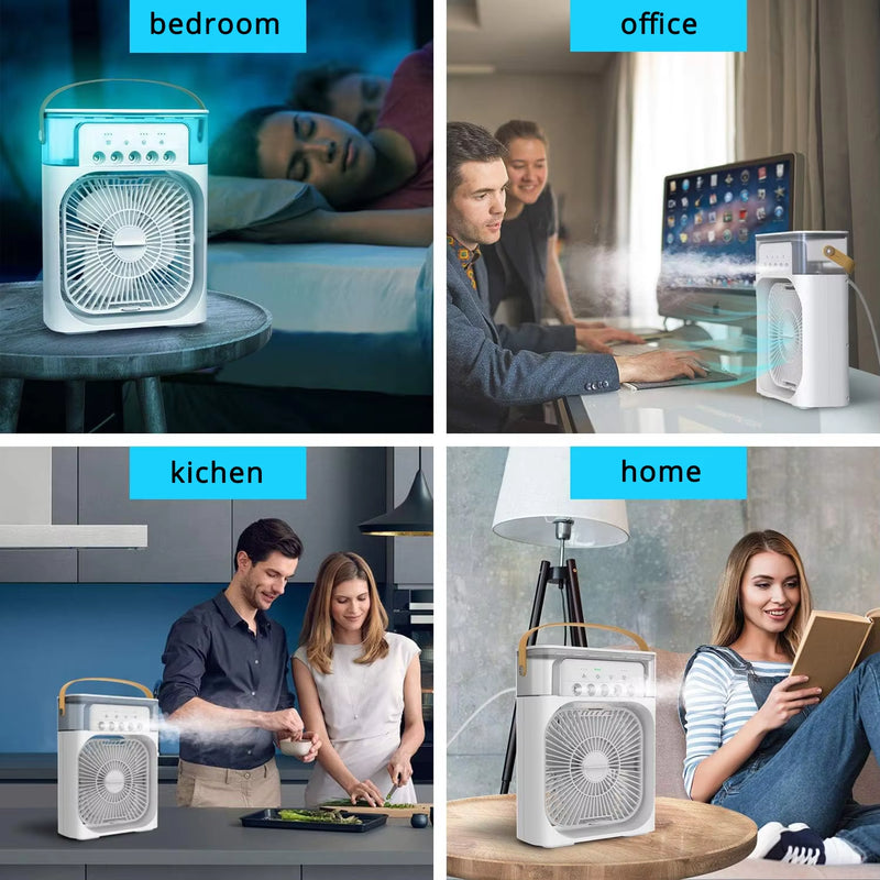 Silent Electric Portrable Mini Mobile Fan Air Humidifier Conditioner Cold Spray Ac Cooler Cooling Fans Home Usb Ice 3 in 1 Water