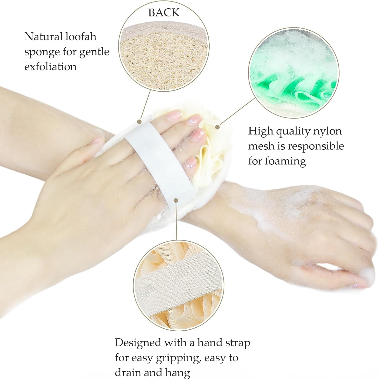 Travel Natural Body Loofah Sponge,Mini Loofah Travel Size, Loofah Double Sided,Eco Organic Loofah Sponge Exfoliating with Hand,Body Scrub Sponge Loofah Soft Sensitive Skin 2Pcs