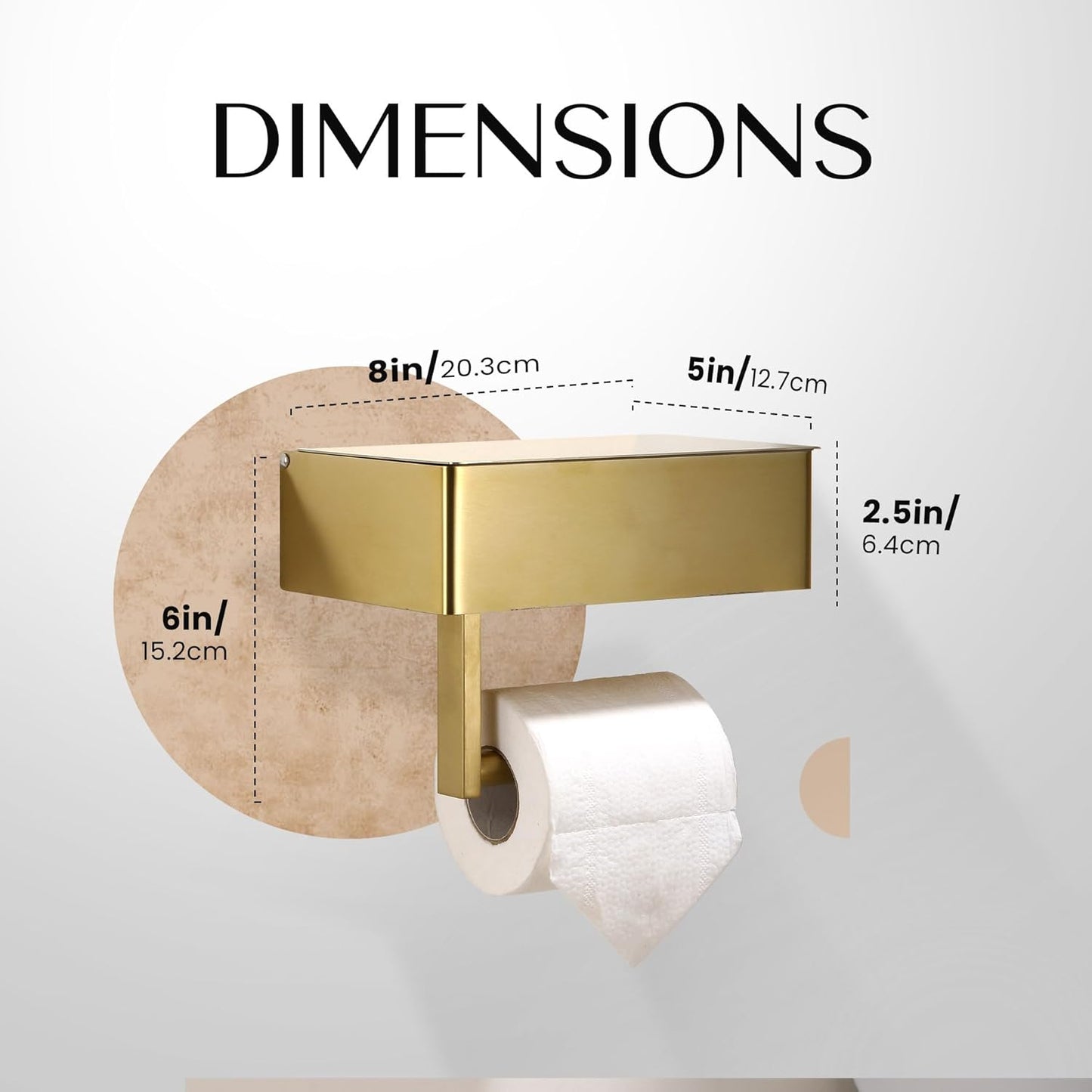 Day Moon™ Brushed Gold Toilet Paper Holder with Shelf, Wipe Holder for Bathroom Flushable Wipes Dispenser Toilet Paper and Wipes Holder, Toilet Paper Holder with Storage Toilet Paper Holder Wall Mount