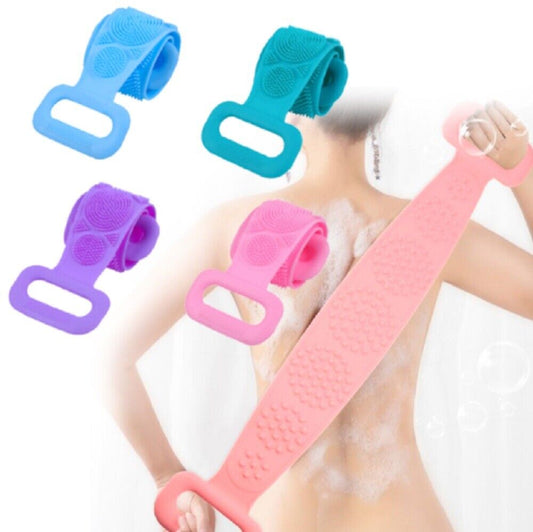 Silicone Bath Body Scrub Brush - Exfoliating Bath Belt, Cleaning Back Towel