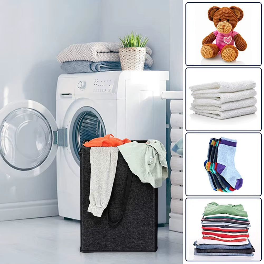Thin Laundry Basket with Handle & Lid Slim Laundry Basket Multi-Function Narrow Laundry Hamper for Toys Clothing Organization