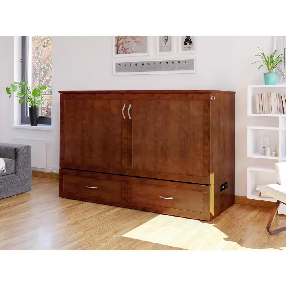 Hamilton Murphy Bed Chest Queen Walnut with Charging Station