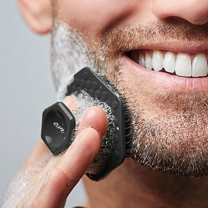 - Men'S Face Scrubber - Premium Silicone Facial Cleansing Brush, Gentle Exfoliator Pad & Soft-Touch Massager - Removes Dead & Dry Skin - Long Lasting Shower Accessories - Charcoal