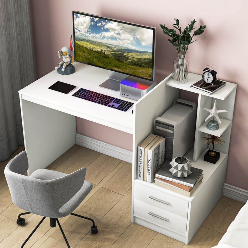 Computer Desk Home Office with Bookshelf and Drawers