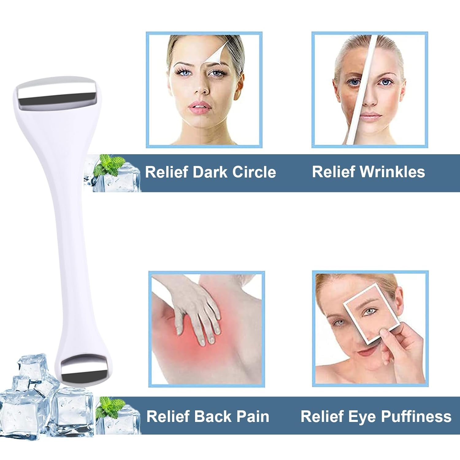 Mini Eye Ice Roller for Eye Puffiness, Facial Ice Roller and Mini Eye Roller 2 in 1, Eye Massager for Migraine Relief, Tighten Pores, Pain Relief, Reduce Wrinkle Puffy