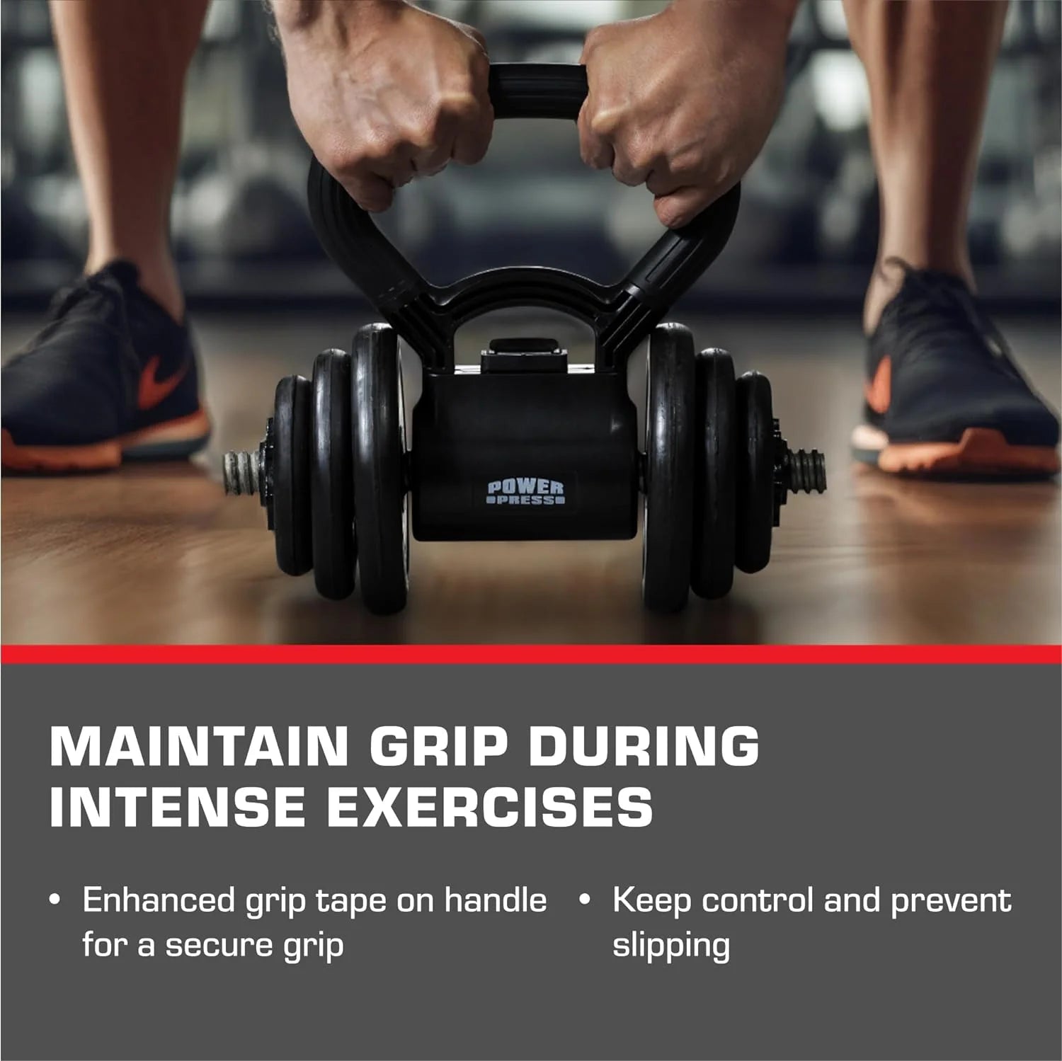 Powerpress Kettlebell Handle - Black Grip Attachment - Home Workout Accessory