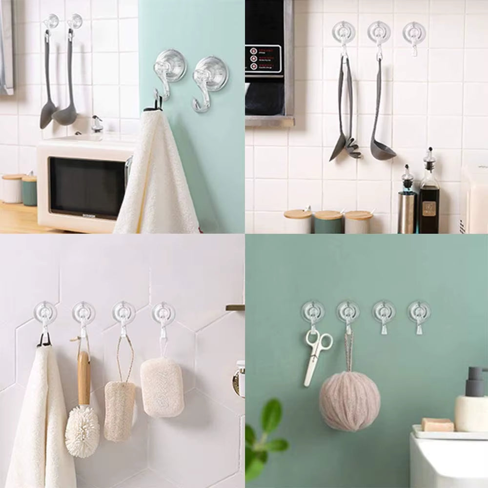 Suction Cup Hooks Clear Reusable Heavy Duty Vacuum Suction Cup Hooks Kitchen Bathroom Hooks for Towel Clothes Coat Hanging Hook