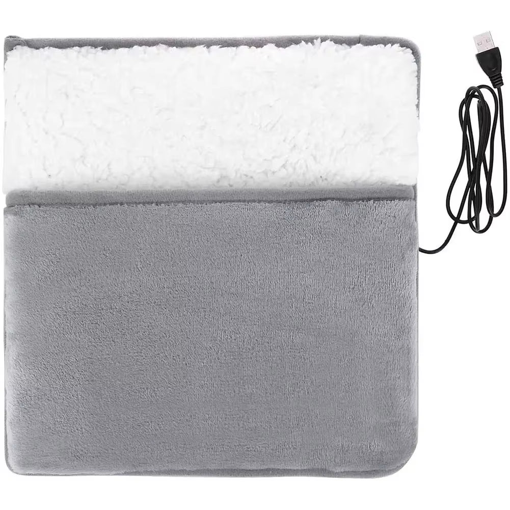 Household Feet Warmer Heater USB Soft Plush Thermal Blanket Feet Foot Warming Mat Heating Slippers for Home Office Bedroom