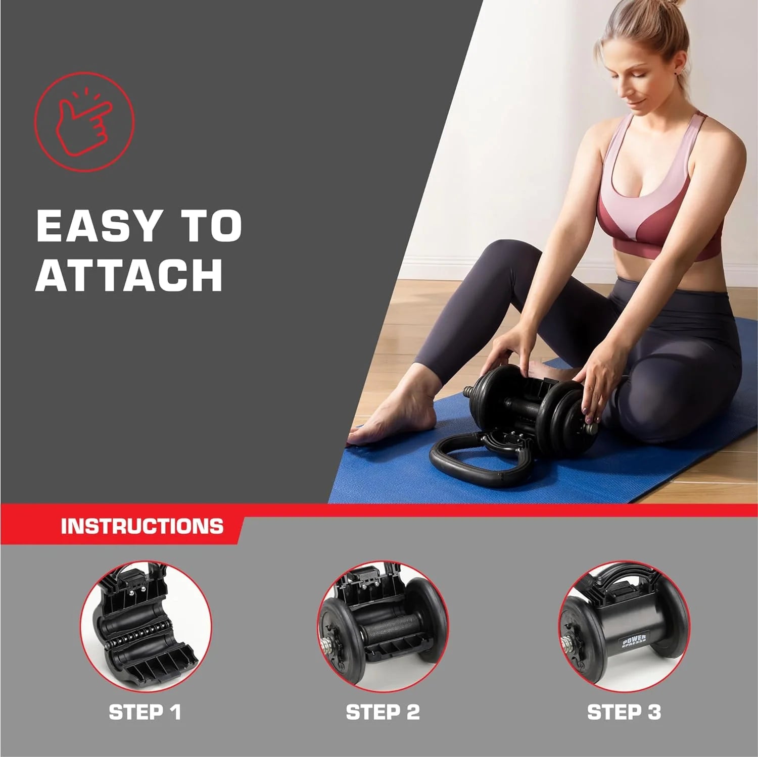 Powerpress Kettlebell Handle - Black Grip Attachment - Home Workout Accessory
