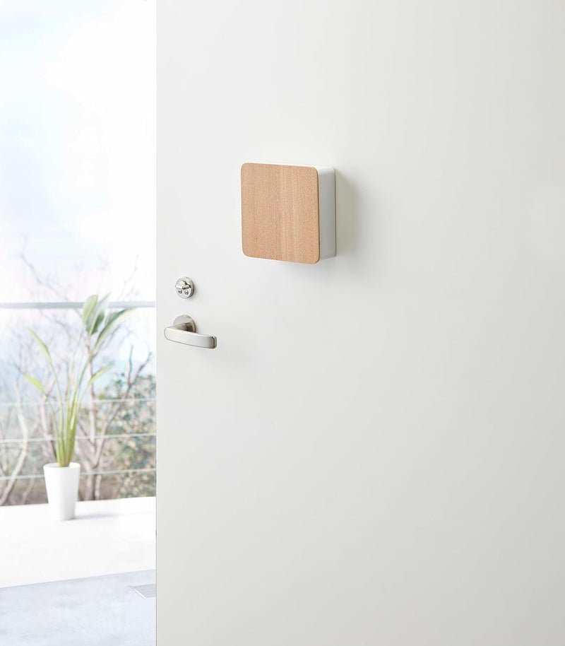 Home Square Magnetic Cabinet Accented Keychain Organizer | Steel + Wood | Key Storage, One Size, Ash