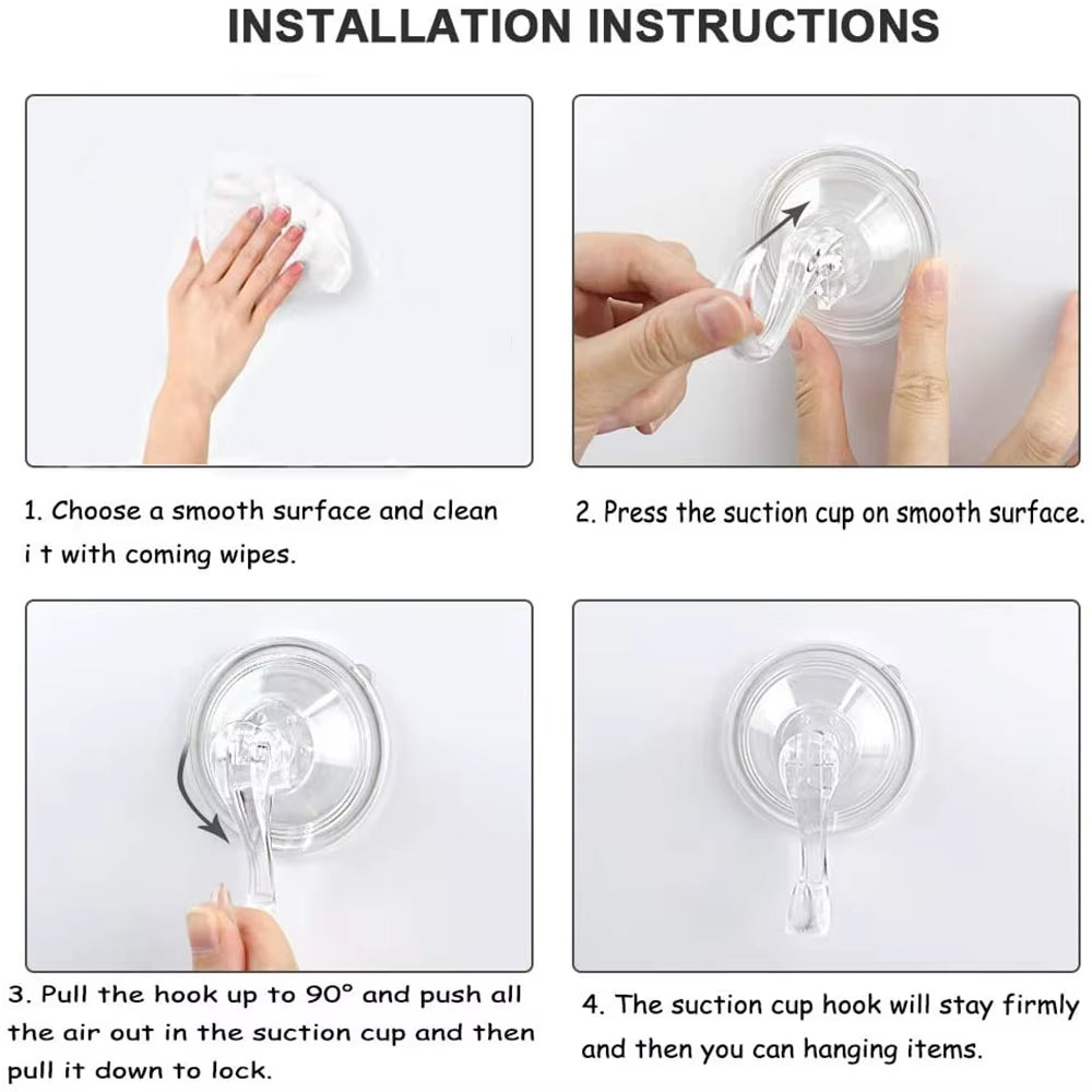 Suction Cup Hooks Clear Reusable Heavy Duty Vacuum Suction Cup Hooks Kitchen Bathroom Hooks for Towel Clothes Coat Hanging Hook