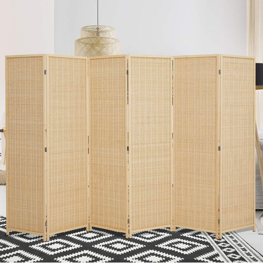 Room Divider Privacy Screen with Natural Bamboo,4-Panel 5-Panel 6-Panel Folding Privacy Screens,Freestanding Room Divider