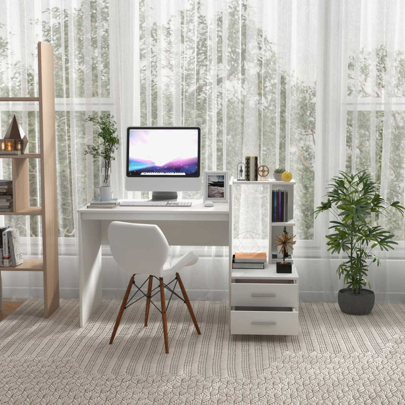 Computer Desk Home Office with Bookshelf and Drawers