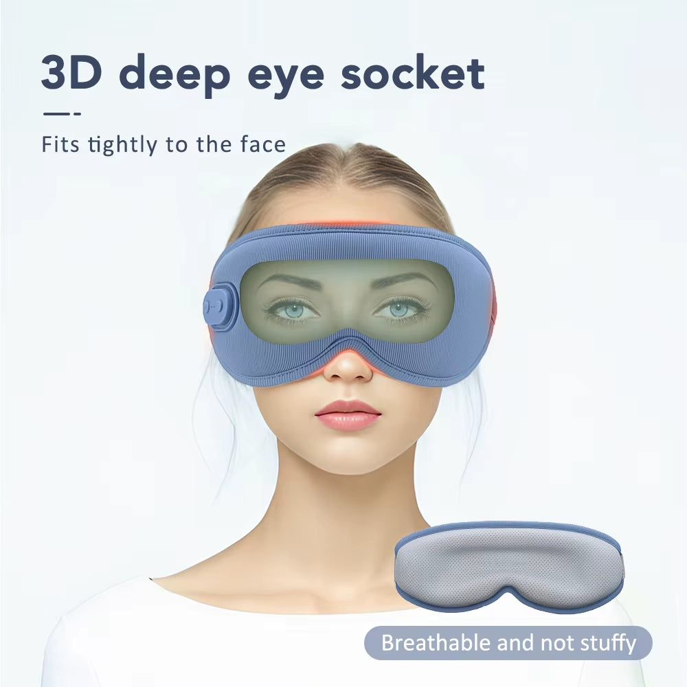 Electric Graphene Hot Compress Massage Eye Mask 5 Vibration Modes 3-Level Heated Eye Massager Relief Fatigue Sleep Mask