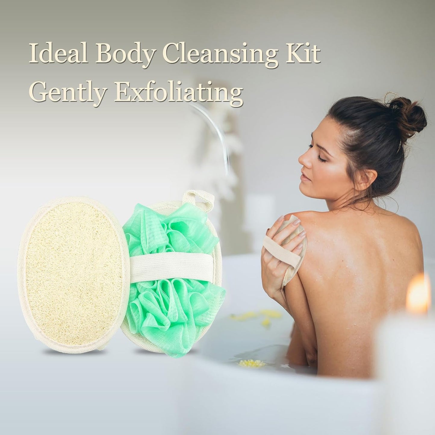 Travel Natural Body Loofah Sponge,Mini Loofah Travel Size, Loofah Double Sided,Eco Organic Loofah Sponge Exfoliating with Hand,Body Scrub Sponge Loofah Soft Sensitive Skin 2Pcs