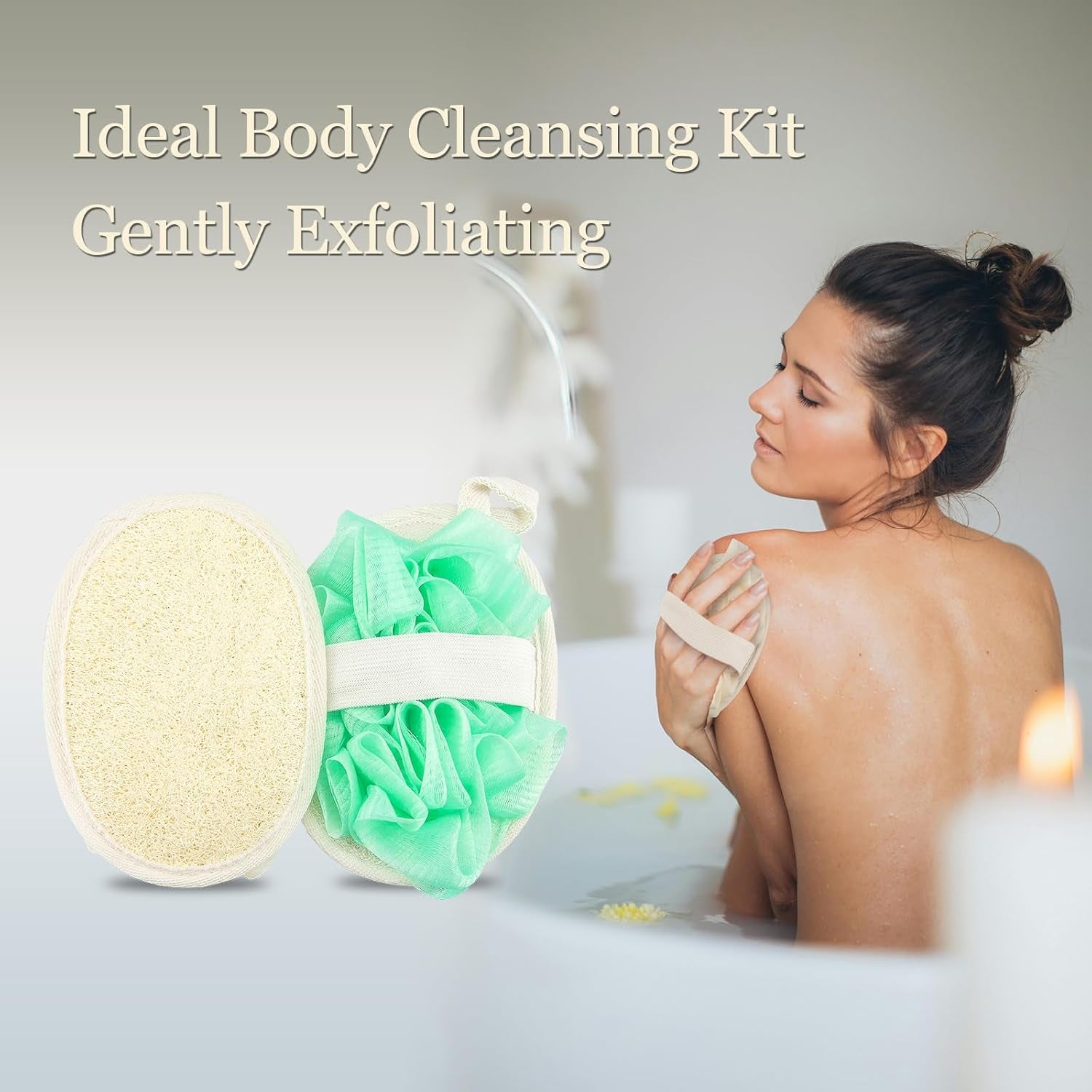 Travel Natural Body Loofah Sponge,Mini Loofah Travel Size, Loofah Double Sided,Eco Organic Loofah Sponge Exfoliating with Hand,Body Scrub Sponge Loofah Soft Sensitive Skin 2Pcs