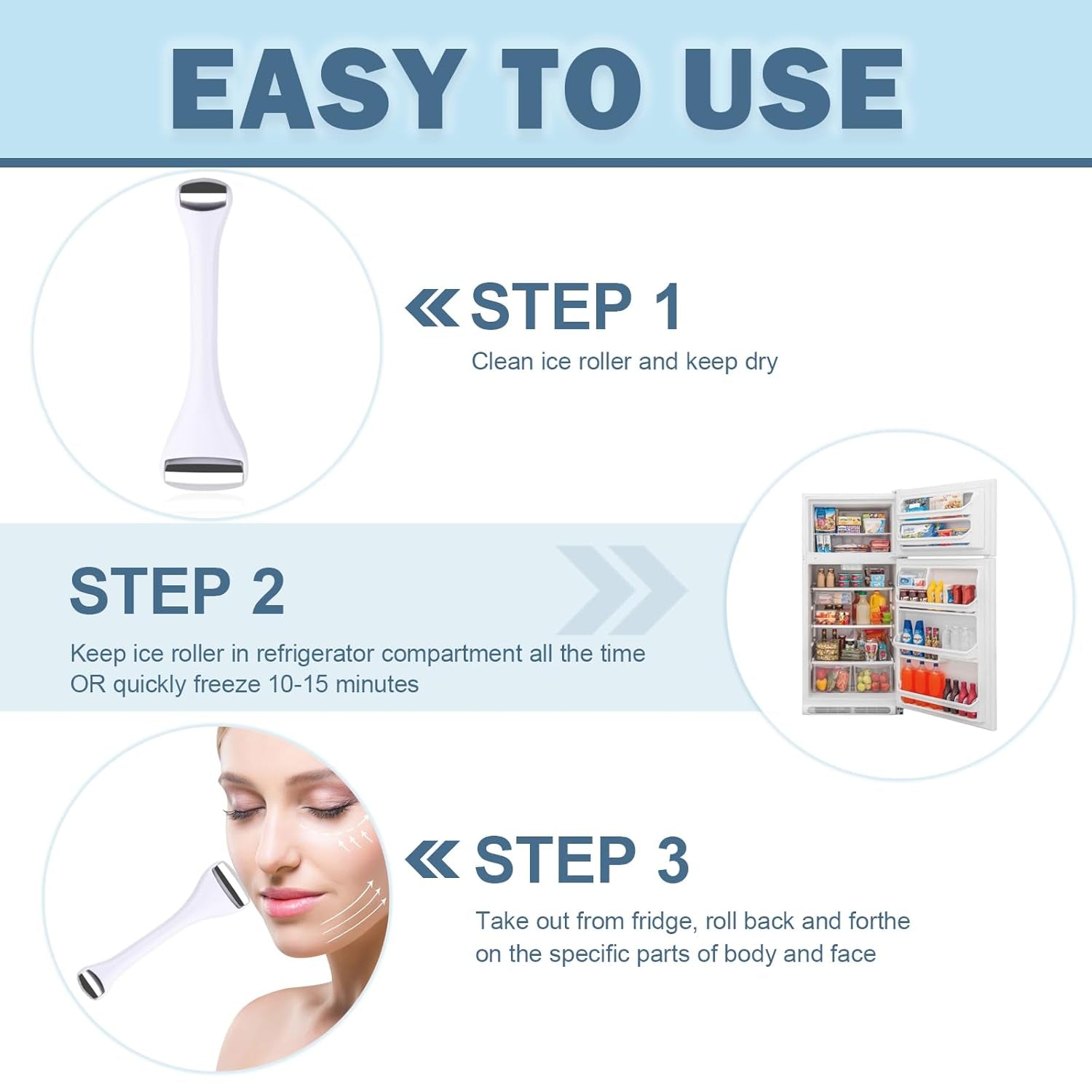 Mini Eye Ice Roller for Eye Puffiness, Facial Ice Roller and Mini Eye Roller 2 in 1, Eye Massager for Migraine Relief, Tighten Pores, Pain Relief, Reduce Wrinkle Puffy