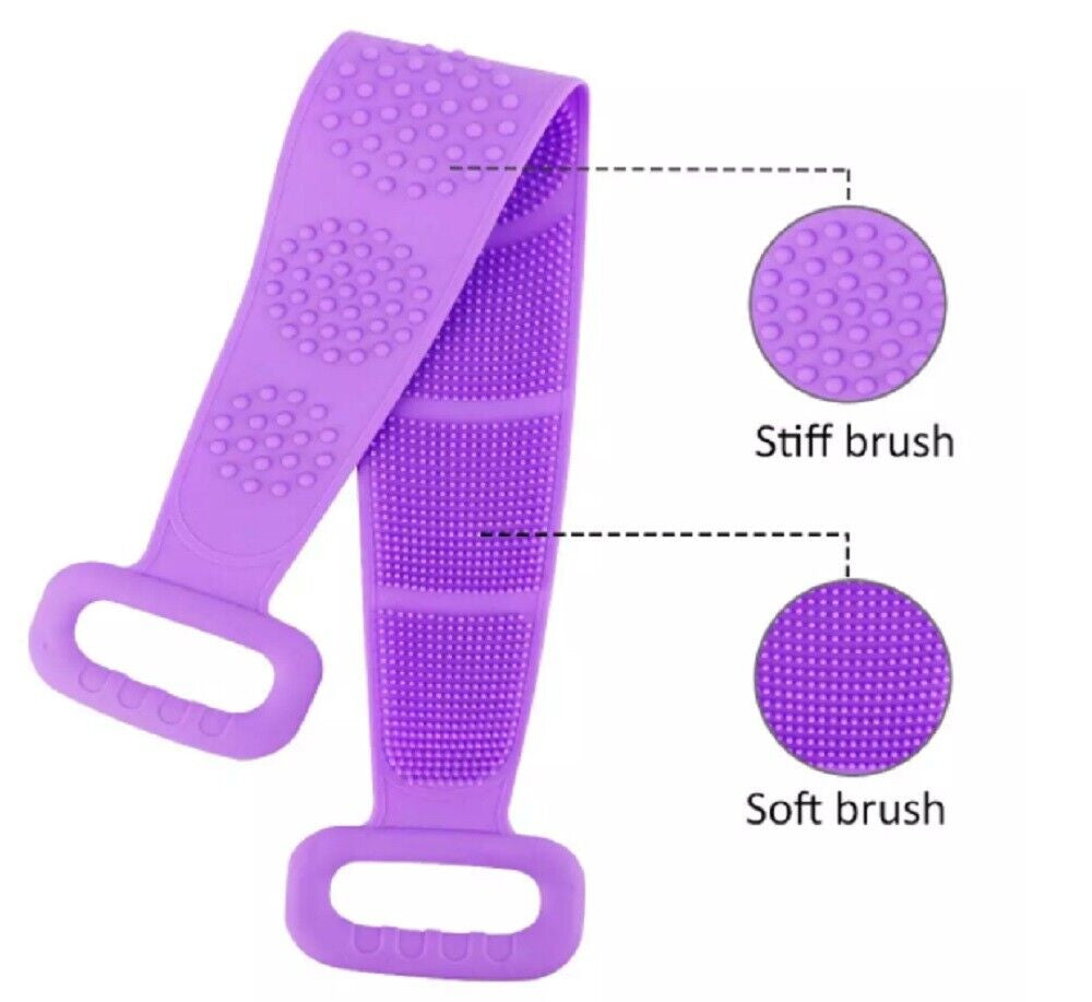 Silicone Bath Body Scrub Brush - Exfoliating Bath Belt, Cleaning Back Towel