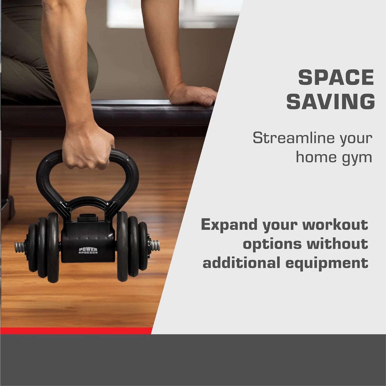 Powerpress Kettlebell Handle - Black Grip Attachment - Home Workout Accessory