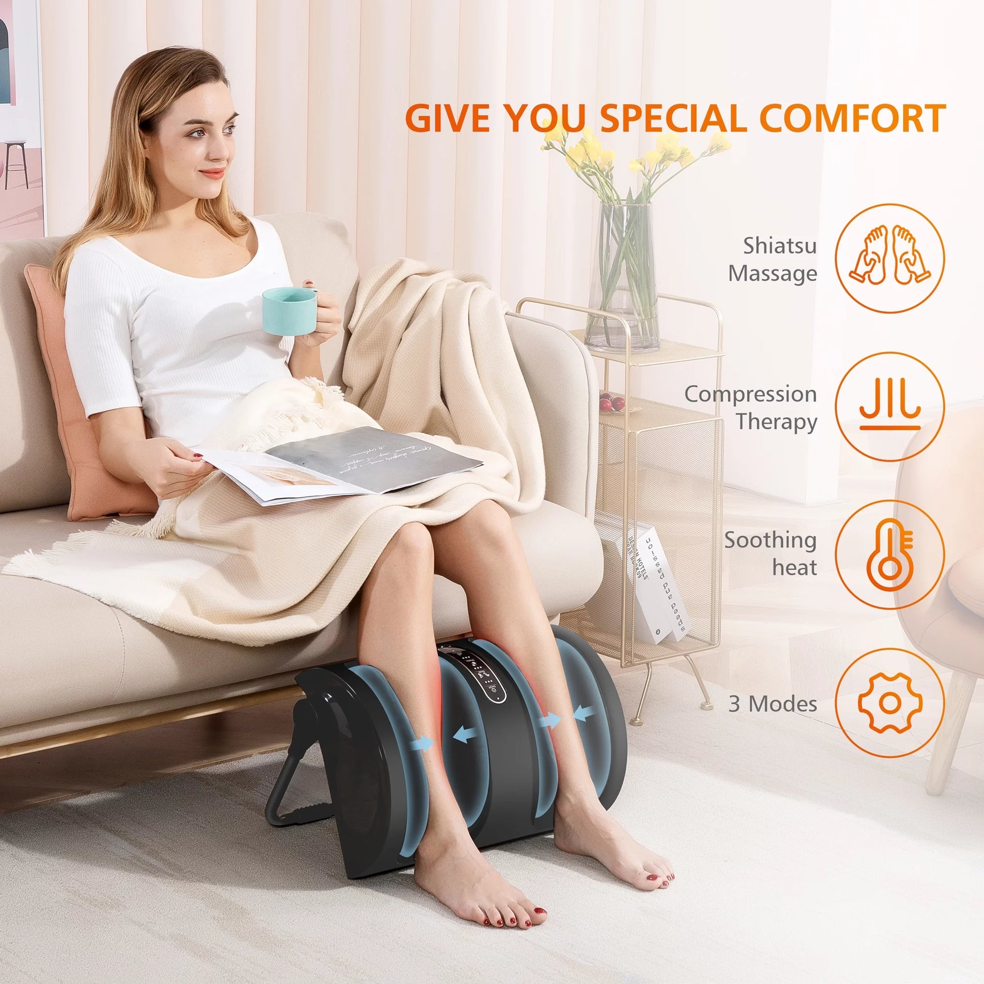 Foot Massager Machine with Heat, Kneading Rolling Foot Calf Massager, Shiatsu Leg Massager, Mothers Day Gifts