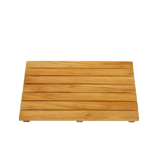 24 In. W Bathroom Shower Mat in Natural Teak