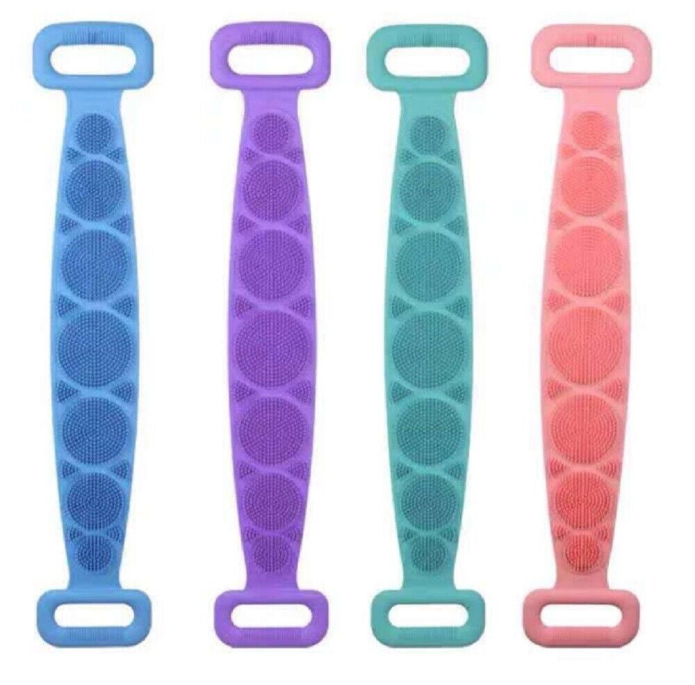 Silicone Bath Body Scrub Brush - Exfoliating Bath Belt, Cleaning Back Towel