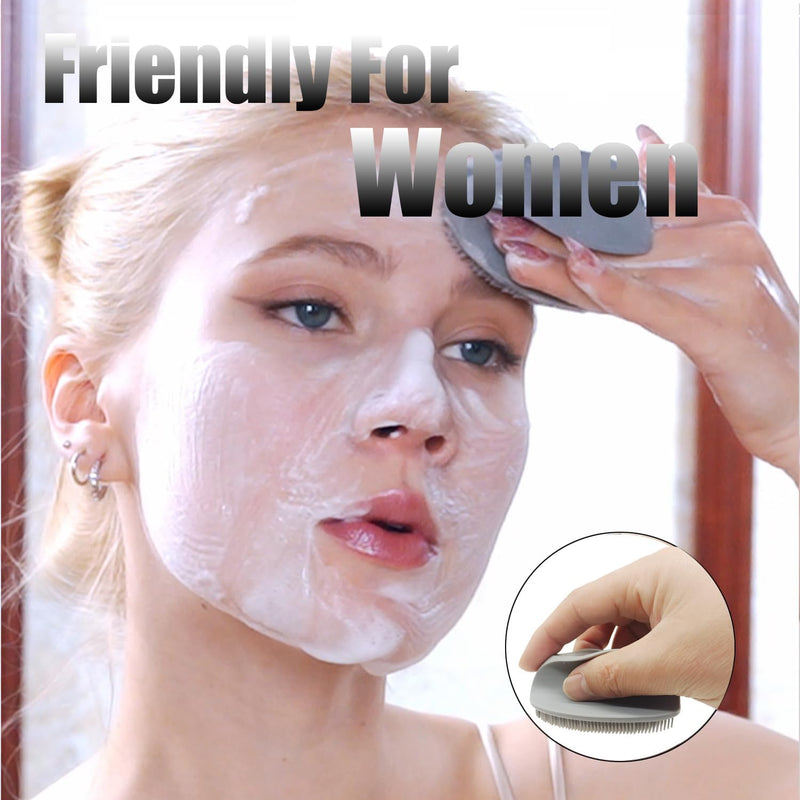 Face Scrubber,2Pcs Silicone Face Scrubber for Women Men,Face Scrubber Exfoliator Brush, Manual Facial Cleansing Brush,Exfoliating Face Scrubber for Sensitive Skin.(White+Gray)