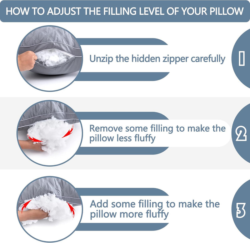 Gray 21X54 Inch Body Pillows for Adults- down Alternative Body Pillows Premium Adjustable Loft Quilted Body Pillows Hypoallergenic Fluffy Quality Plush Body Pillow