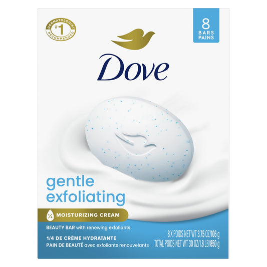 Beauty Bar Soap for Women Gentle Exfoliating All Skin, 3.75 Oz 8 Bars