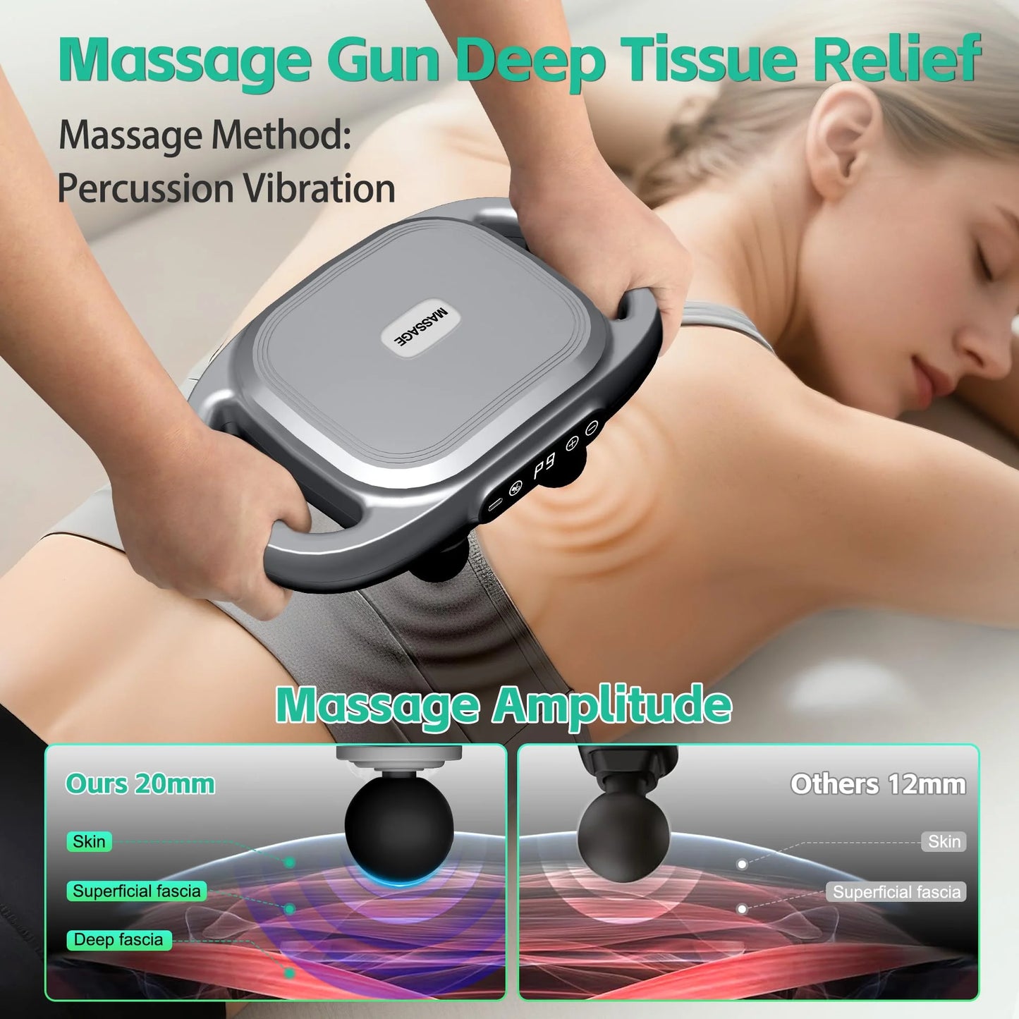 Fascia Gun Massager Six-Head Fascia Gun Massager for Back Waist Legs Body Shoulder High Frequency Professional Muscle Relaxation