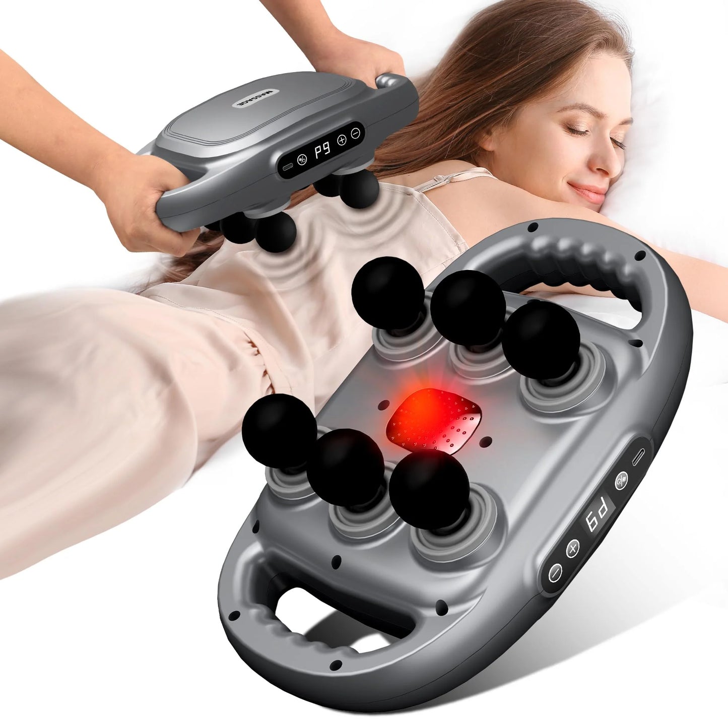 Fascia Gun Massager Six-Head Fascia Gun Massager for Back Waist Legs Body Shoulder High Frequency Professional Muscle Relaxation