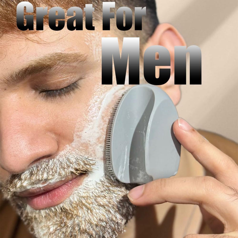 Face Scrubber,2Pcs Silicone Face Scrubber for Women Men,Face Scrubber Exfoliator Brush, Manual Facial Cleansing Brush,Exfoliating Face Scrubber for Sensitive Skin.(White+Gray)