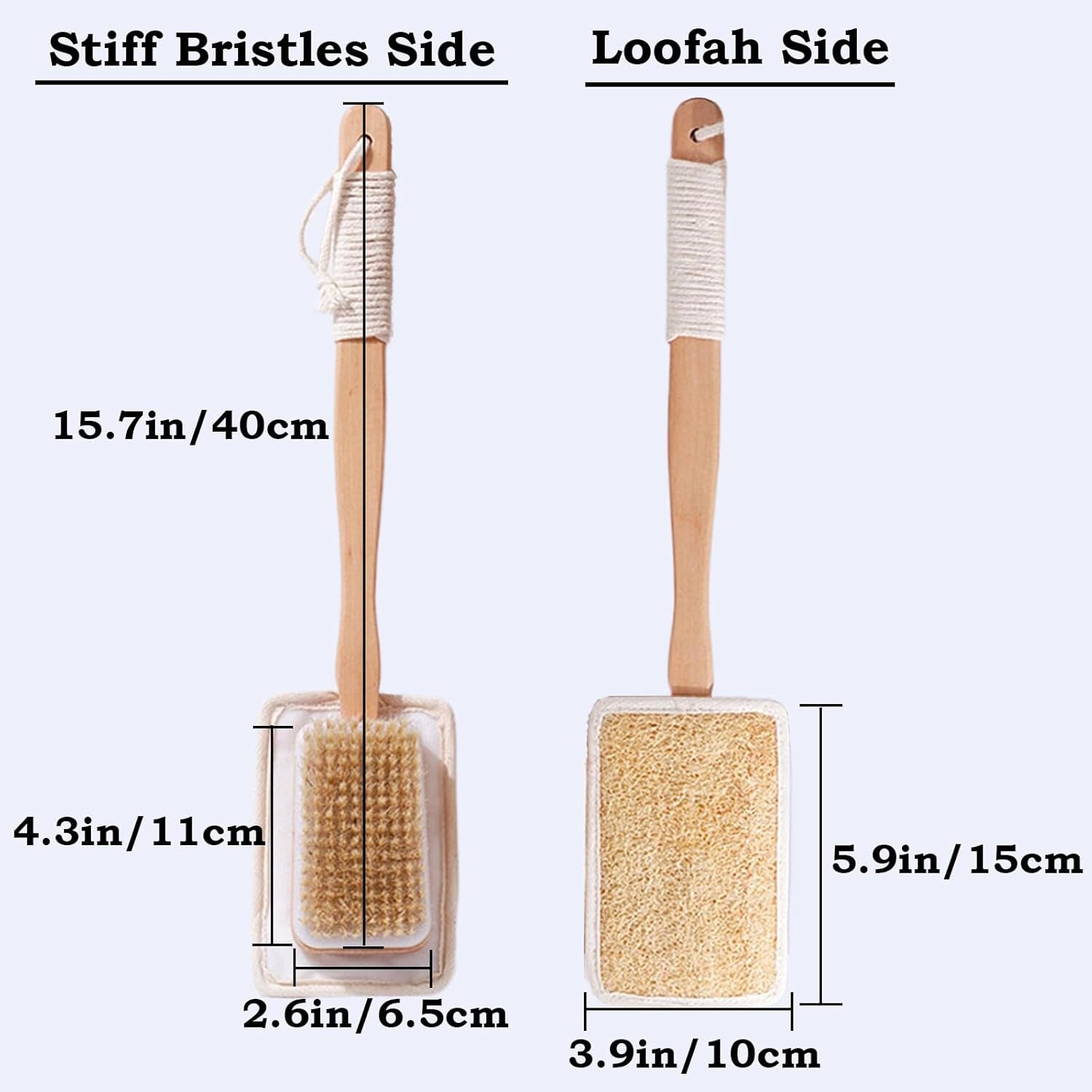 Loofah with Handle, Loofah on a Stick, Exfoliating Luffa on a Stick for Men and Women，Bath Brush Long Handle for Shower，Wet or Dry Brushing Body Brush，Deep Cleansing of Skin.