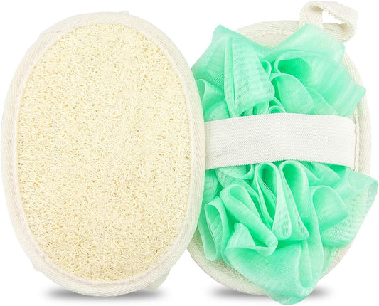 Travel Natural Body Loofah Sponge,Mini Loofah Travel Size, Loofah Double Sided,Eco Organic Loofah Sponge Exfoliating with Hand,Body Scrub Sponge Loofah Soft Sensitive Skin 2Pcs