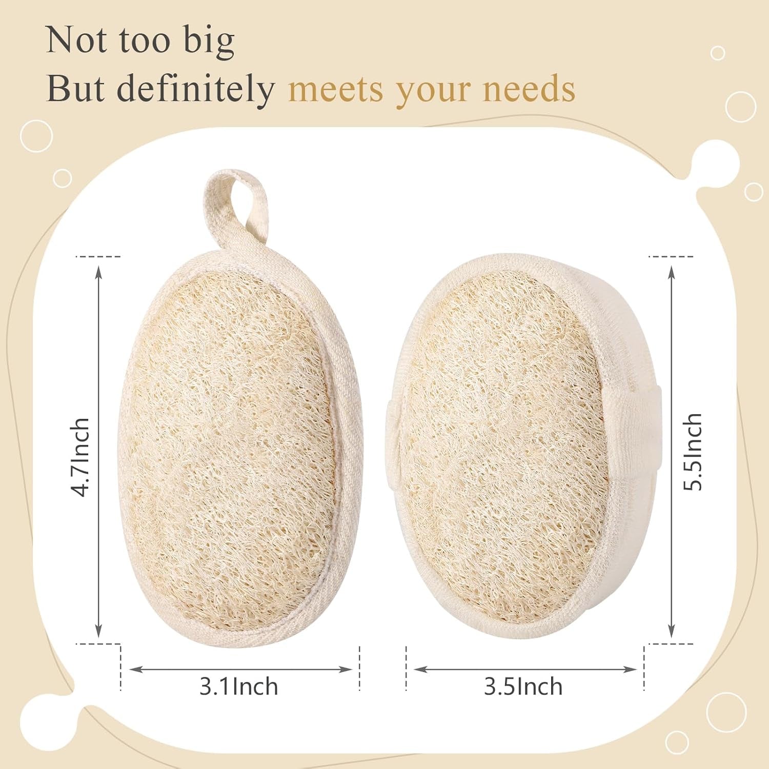 Natural Loofah Sponge Shower for Body, Loofah Exfoliating Body Scrubber, Shower Loofah Pack Bath Sponge Lufas for Women and Men