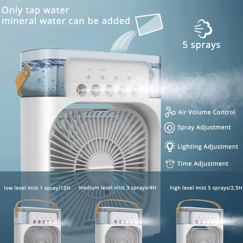 Silent Electric Portrable Mini Mobile Fan Air Humidifier Conditioner Cold Spray Ac Cooler Cooling Fans Home Usb Ice 3 in 1 Water