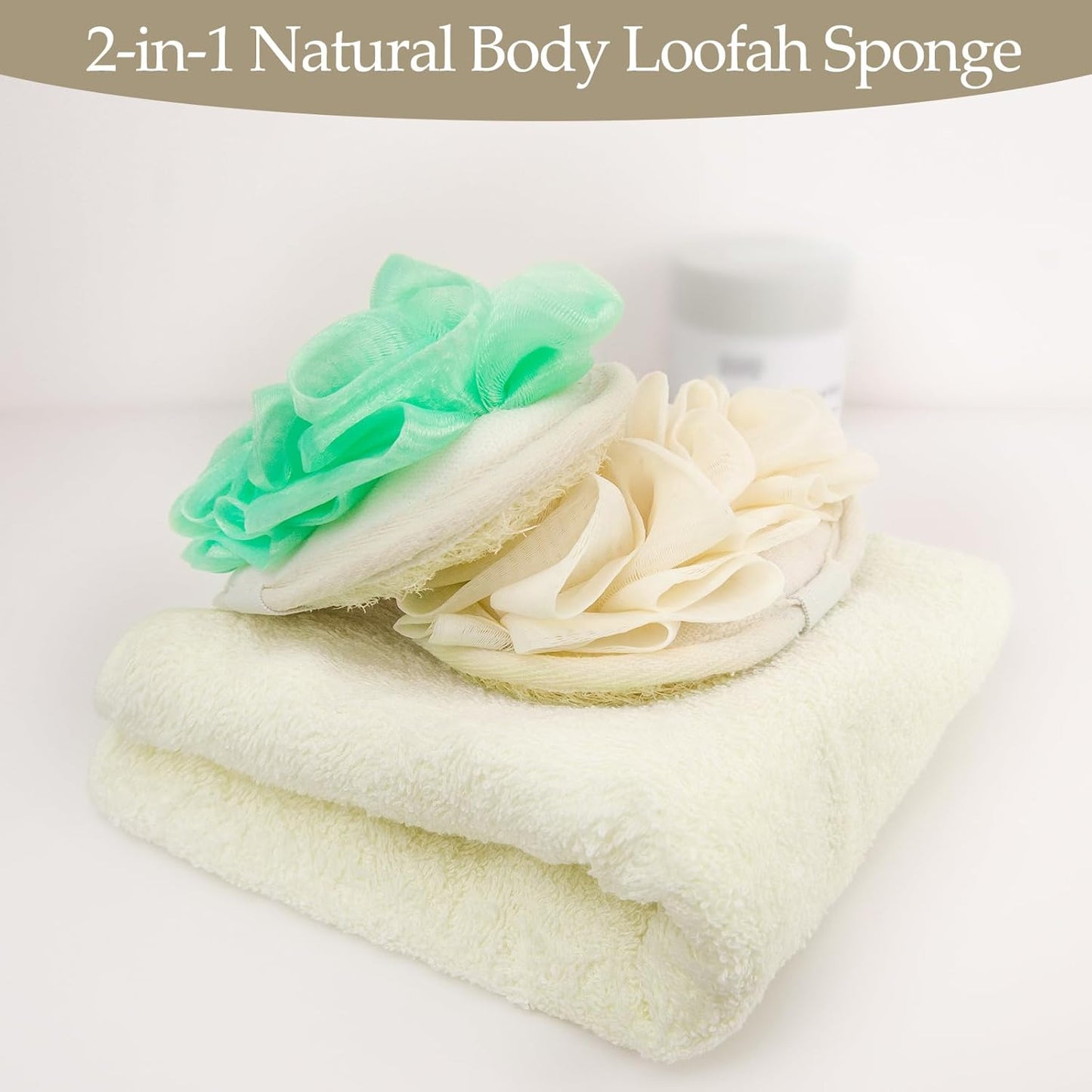 Travel Natural Body Loofah Sponge,Mini Loofah Travel Size, Loofah Double Sided,Eco Organic Loofah Sponge Exfoliating with Hand,Body Scrub Sponge Loofah Soft Sensitive Skin 2Pcs