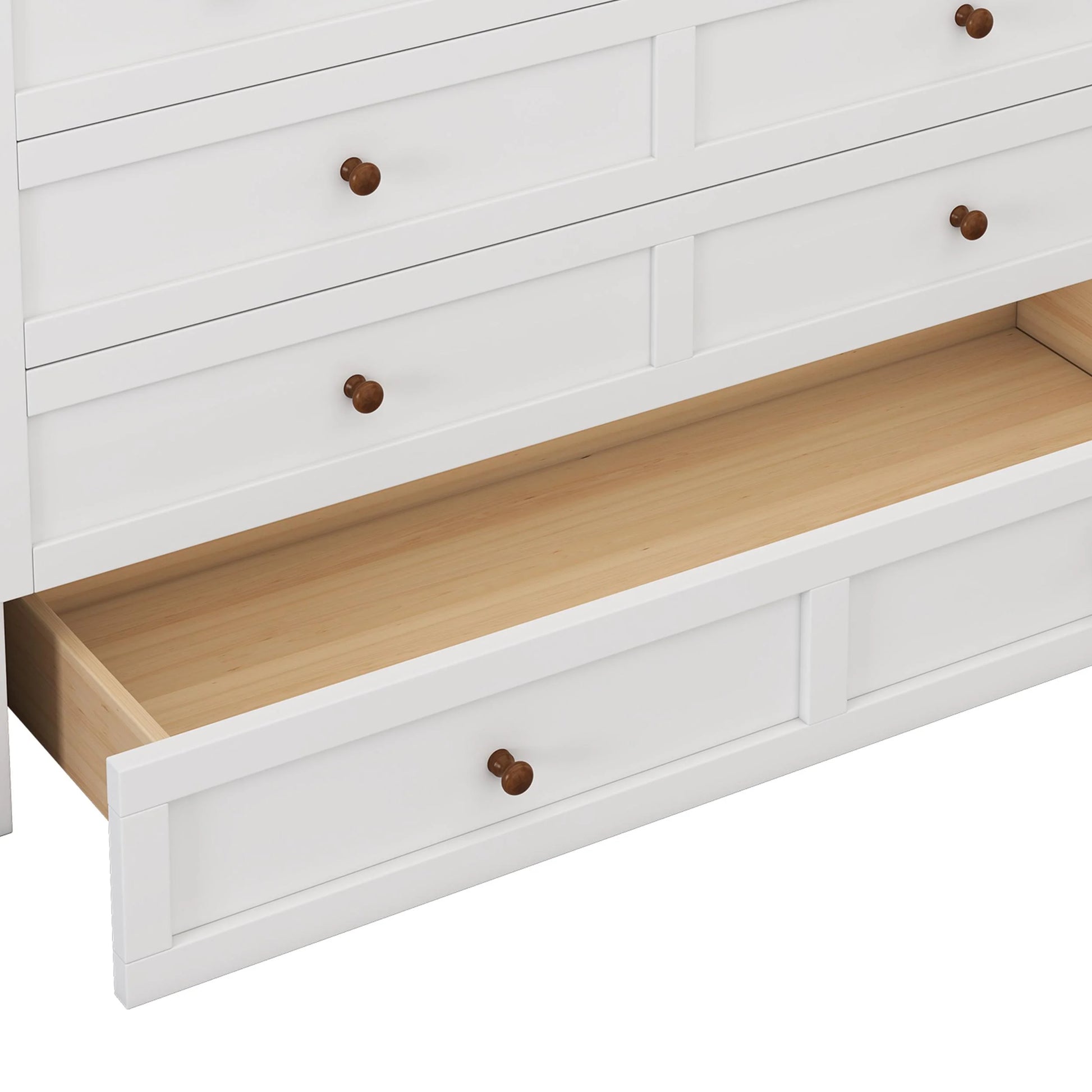 Murphy Bed Full with Storage Drawer, Solid Wood Full Size Murphy Bed Cabinet with Charging Station, Easy Fold Modern Murphy Beds for Guest Room Home Office (White+Walnut)