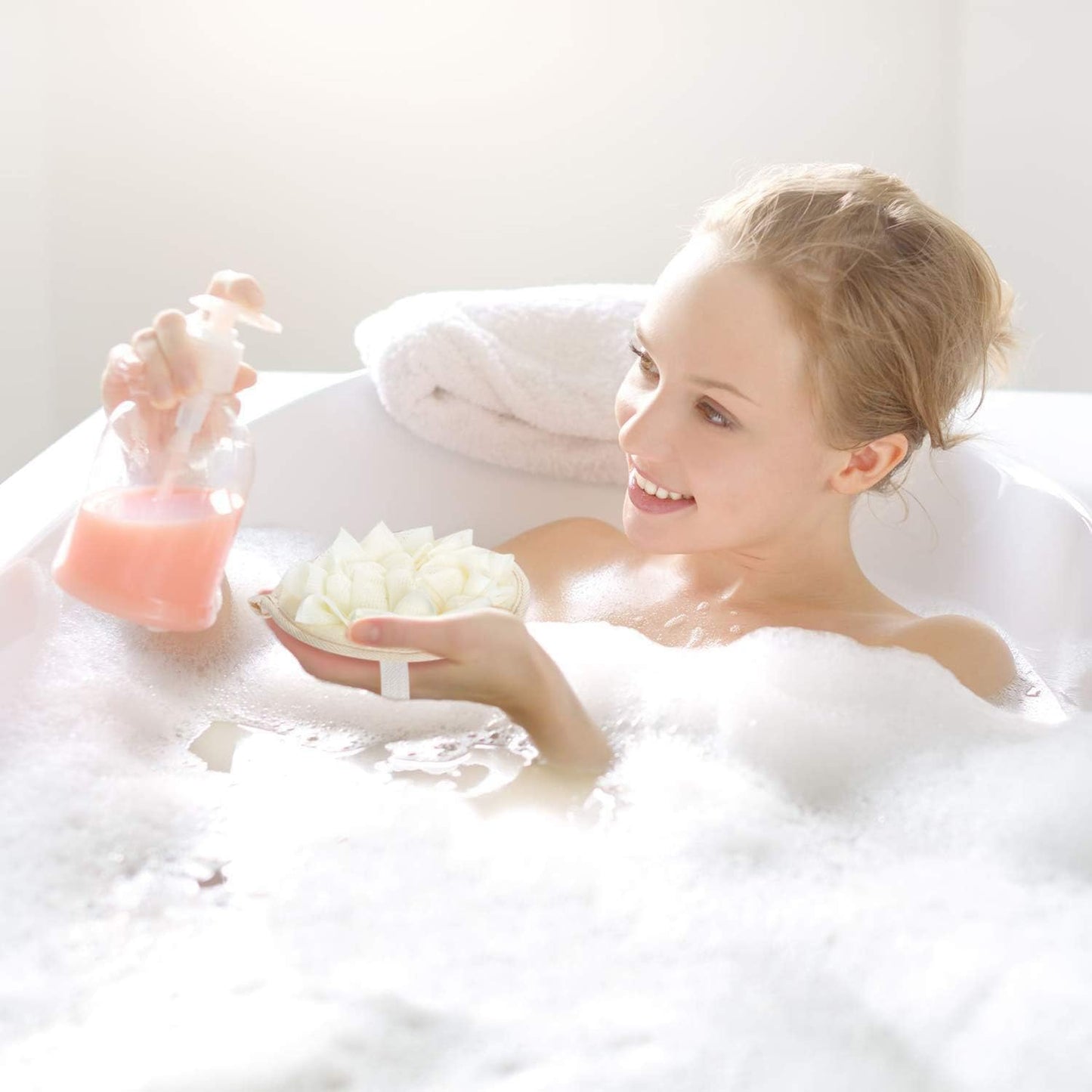 Loofah Sponge Exfoliating Body Scrubber (2 Pack), Double-Sided Natural Loofah Pads & Bath Shower Sponge Mesh Pouf Ball for Women and Men, Travel-Friendly Body Scrubbers, Deep Clean & Exfoliation